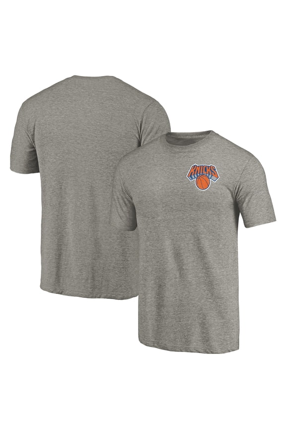 Men's Gray New York Knicks Primary Logo Left Chest Distressed Tri-Blend T-Shirt