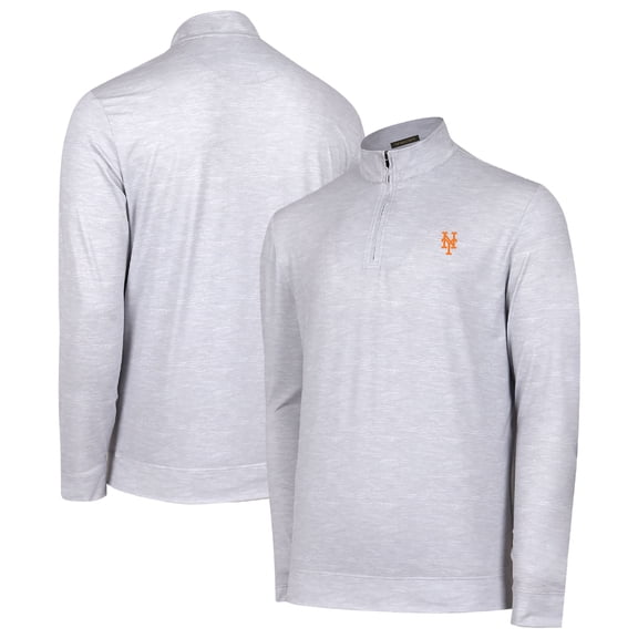 Men's Gray New York Mets Sublime Tri-Blend Quarter-Zip Jacket