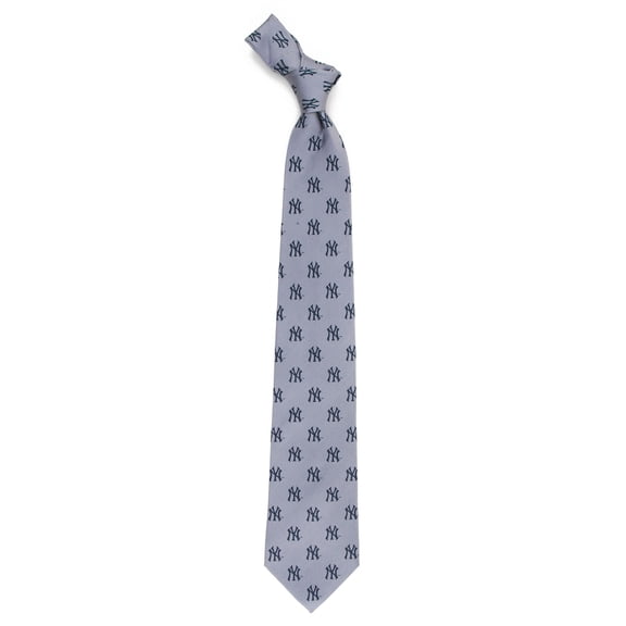 Men's Gray New York Yankees Echo Woven Silk Tie