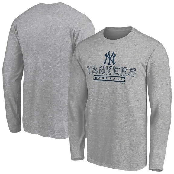 Men's Gray New York Yankees Evanston Stencil Long Sleeve T-Shirt