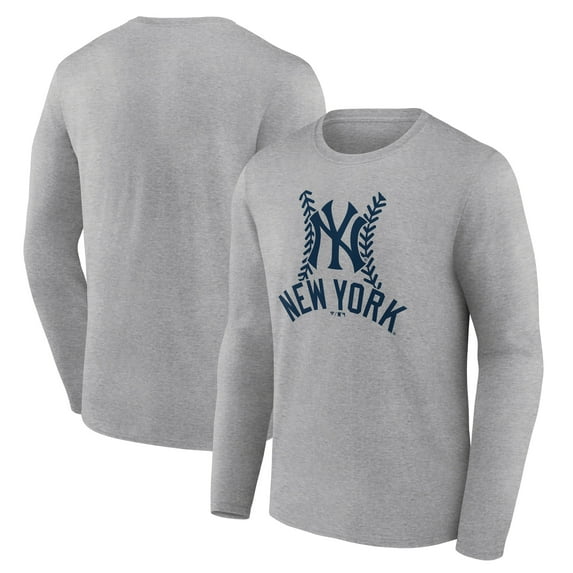 Men's Gray New York Yankees Fastball Long Sleeve T-Shirt