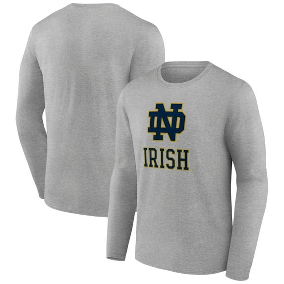 Men's Gray Notre Dame Fighting Irish Logo Long Sleeve T-Shirt