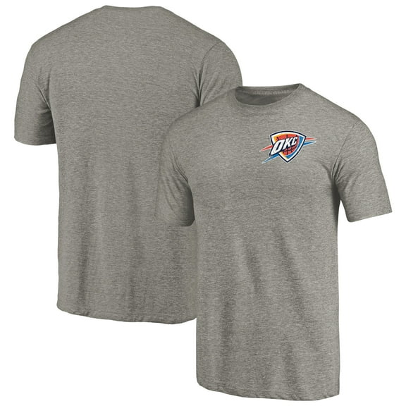 Men's Gray Oklahoma City Thunder Primary Logo Left Chest Distressed Tri-Blend T-Shirt