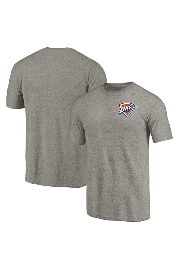 Men's Gray Oklahoma City Thunder Primary Logo Left Chest Distressed Tri-Blend T-Shirt