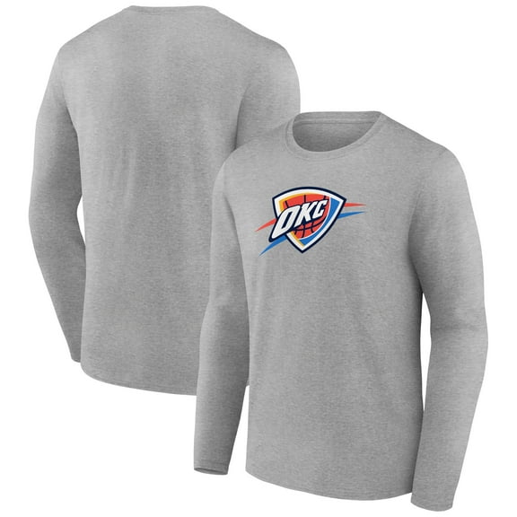 Men's Gray Oklahoma City Thunder Primary Team Logo Long Sleeve T-Shirt