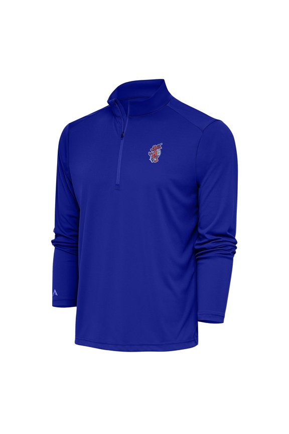 Men's Antigua Royal Florida Gators Swinging Gator Tribute Quarter-Zip Pullover Top