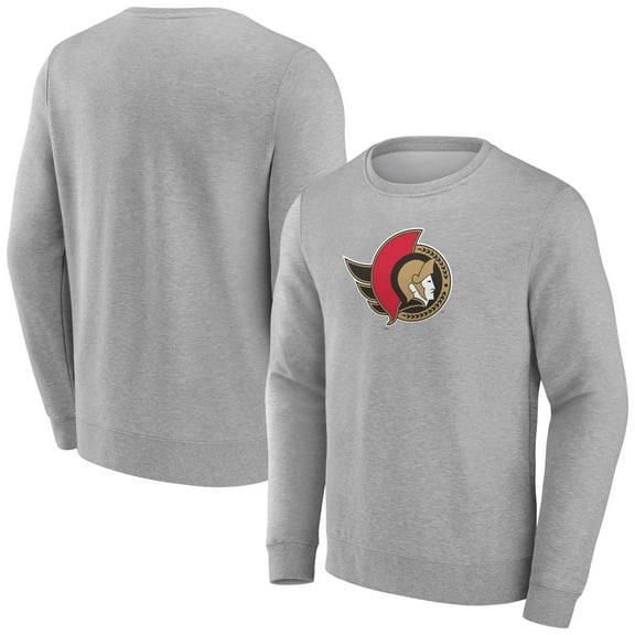 Men's Gray Ottawa Senators Primary Logo Fleece Pullover Sweatshirt