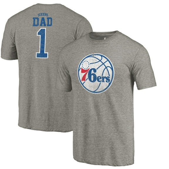 Men's Gray Philadelphia 76ers Greatest Dad Tri-Blend T-Shirt