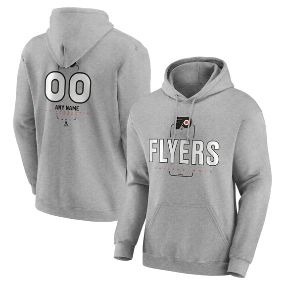 Men's Gray Philadelphia Flyers Personalized Name & Number Midfielder Pullover Hoodie