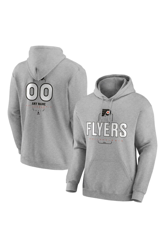 Men's Gray Philadelphia Flyers Personalized Name & Number Midfielder Pullover Hoodie