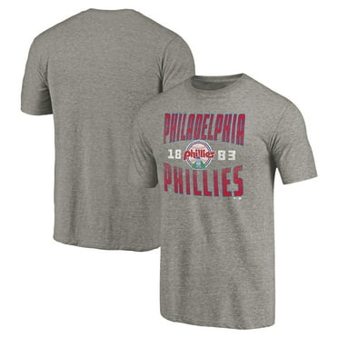 Men's Gray Philadelphia Phillies Cooperstown Collection Antique Stack Tri-Blend T-Shirt