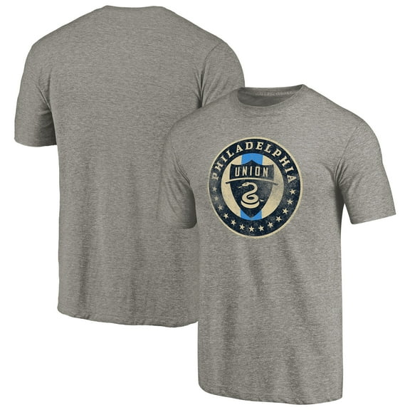 Men's Gray Philadelphia Union Distressed Primary Logo Tri-Blend T-Shirt