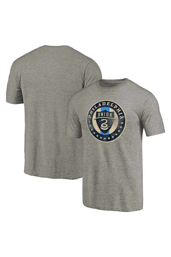Men's Gray Philadelphia Union Distressed Primary Logo Tri-Blend T-Shirt