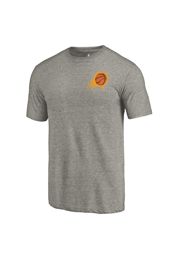 Men's Gray Phoenix Suns Primary Logo Left Chest Distressed Tri-Blend T-Shirt