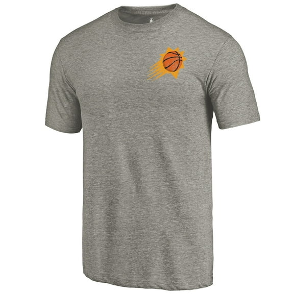 Men's Gray Phoenix Suns Primary Logo Left Chest Distressed Tri-Blend T-Shirt