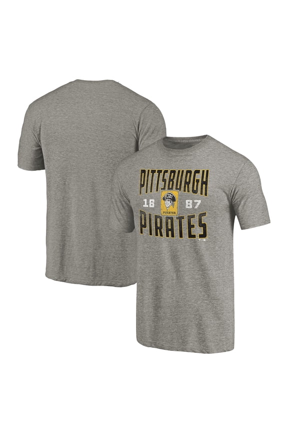 Men's Gray Pittsburgh Pirates Cooperstown Collection Antique Stack Tri-Blend T-Shirt