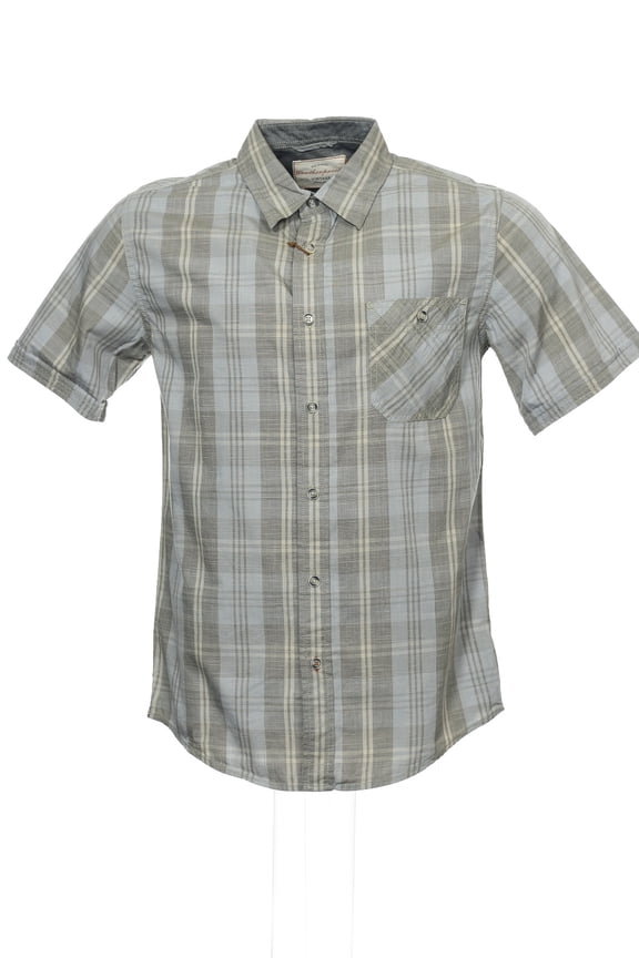 Men's Gray Plaid Button Down Shirt