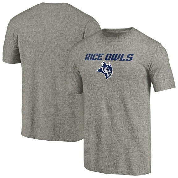 Men's Gray Rice Owls Auxiliary Logo Tri-Blend T-Shirt