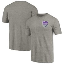 Men's Gray Sacramento Kings Primary Logo Left Chest Distressed Tri-Blend T-Shirt