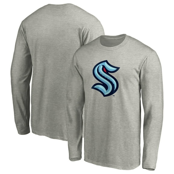 Men's Gray Seattle Kraken Primary Logo Long Sleeve T-Shirt
