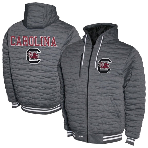 Men's  Gray South Carolina Gamecocks Quilted Full-Zip Hooded Jacket
