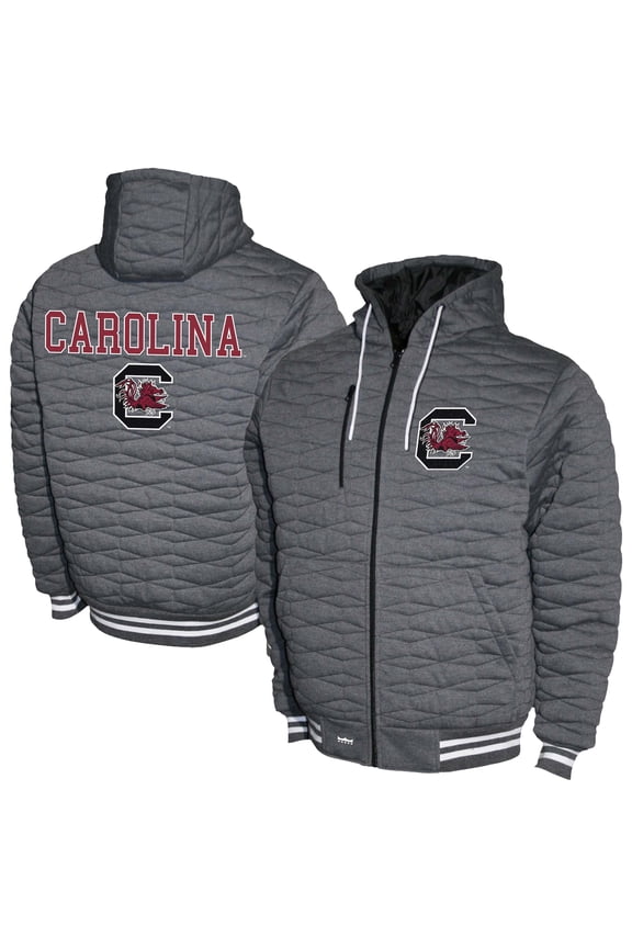 Men's  Gray South Carolina Gamecocks Quilted Full-Zip Hooded Jacket
