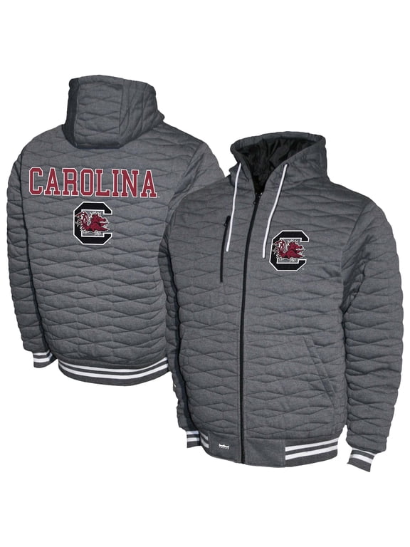 Men's Gray South Carolina Gamecocks Quilted Full-Zip Hooded Jacket