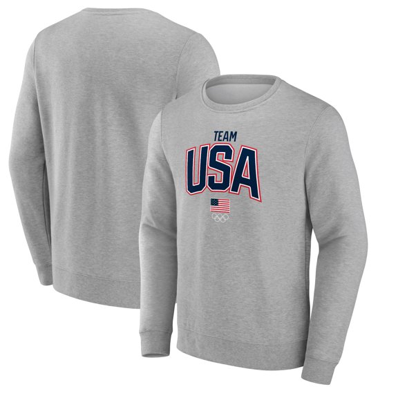 Men's Gray Team USA 2024 Olympics Retro Arch Pullover Sweatshirt