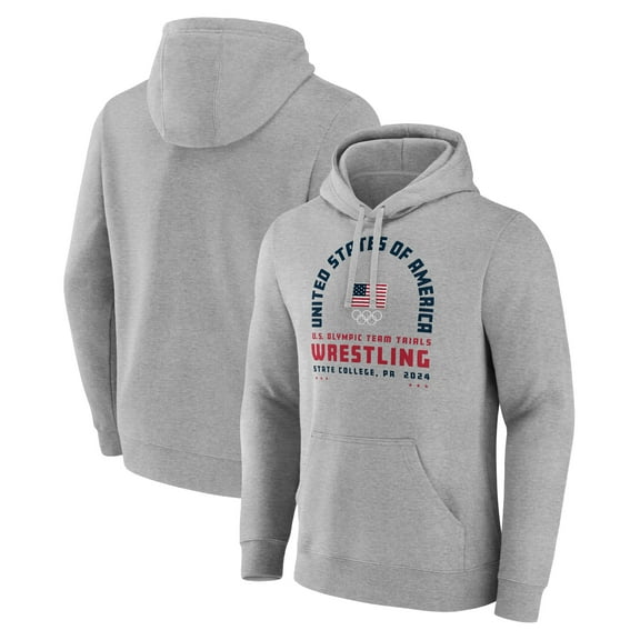 Men's  Gray Team USA U.S. Olympic Team Wrestling Trials Combat Arch Pullover Hoodie