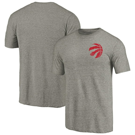 Men's Gray Toronto Raptors Primary Logo Left Chest Distressed Tri-Blend T-Shirt