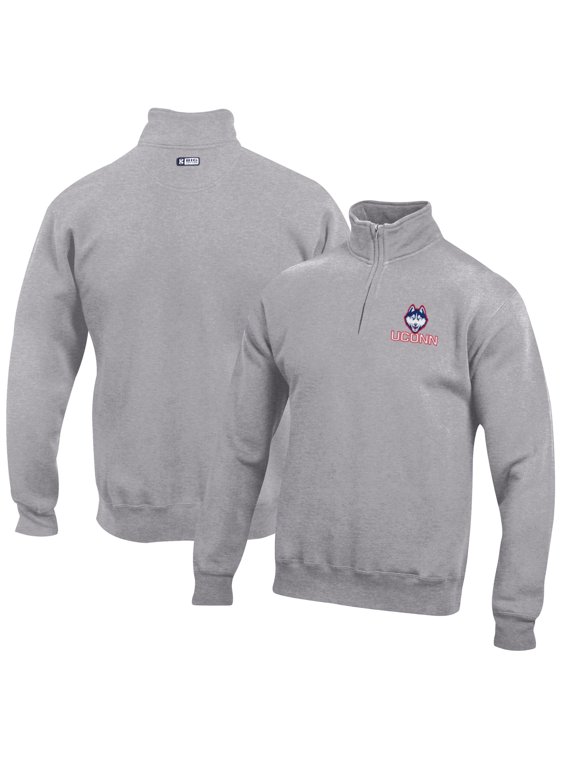 Men's Gray UConn Huskies Big Cotton Quarter-Zip Pullover Sweatshirt