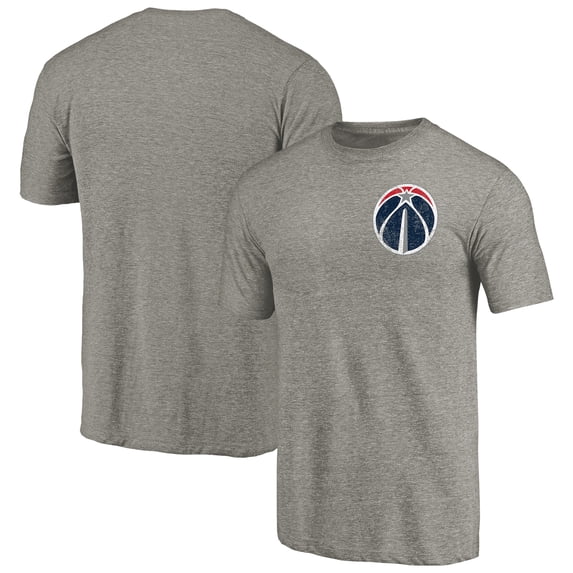 Men's Gray Washington Wizards Primary Logo Left Chest Distressed Tri-Blend T-Shirt