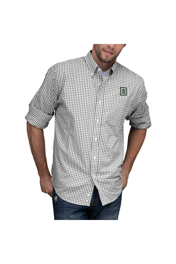 Men's Gray/White Dartmouth Big Green NCAA Gingham Button-Down Check Shirt