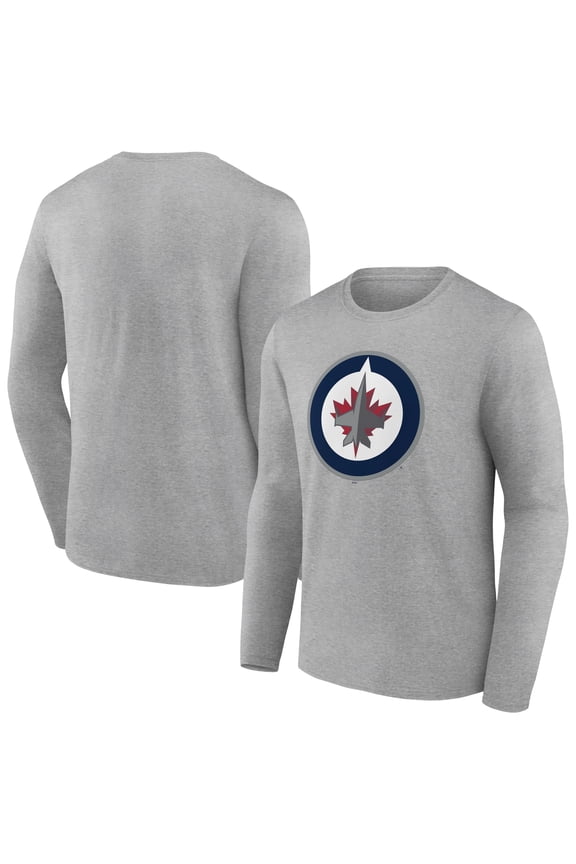 Men's Gray Winnipeg Jets Primary Logo Team Long Sleeve T-Shirt