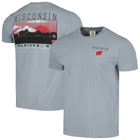 Men's Gray Wisconsin Badgers Campus Scene Comfort Colors T-Shirt