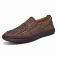 thumbnail image 1 of Men's Gray Woven Perforated Suede Slip-On Casual Loafers, 1 of 4