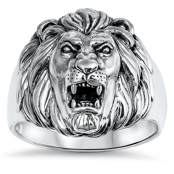 Men's Great Lion Roar King Mane Ring .925 Sterling Silver Band Jewelry Female Male Unisex Size 11