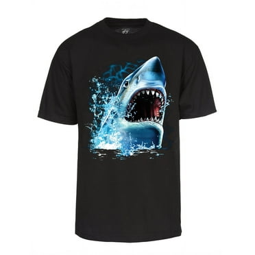 Men's Great White Shark Bite Custom T-Shirt - Black - 2X-Large