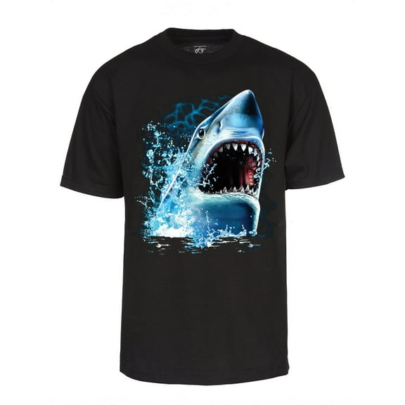 Men's Great White Shark Bite Custom T-Shirt - Black - 2X-Large