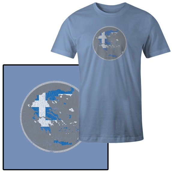 Men's Greece Country Flag Illustration on Gray T-Shirt