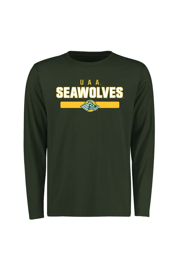 Men's Green Alaska Anchorage Seawolves Team Strong Long Sleeve T-Shirt