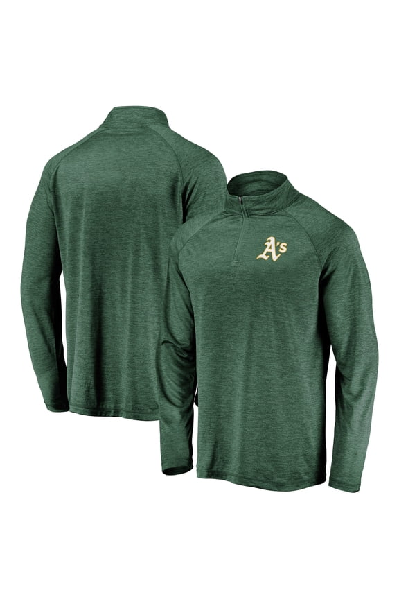 Men's Green Athletics Iconic Striated Primary Logo Raglan Quarter-Zip Pullover Jacket