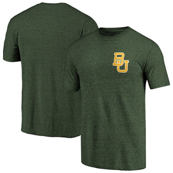Men's Green Baylor Bears Left Chest Distressed Logo Tri-Blend T-Shirt
