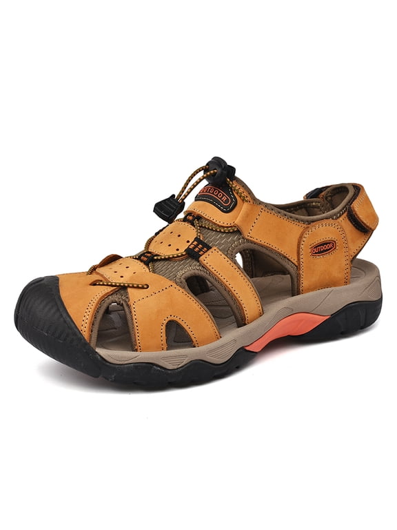 Men's Green Closed-Toe Outdoor Hiking Sandals