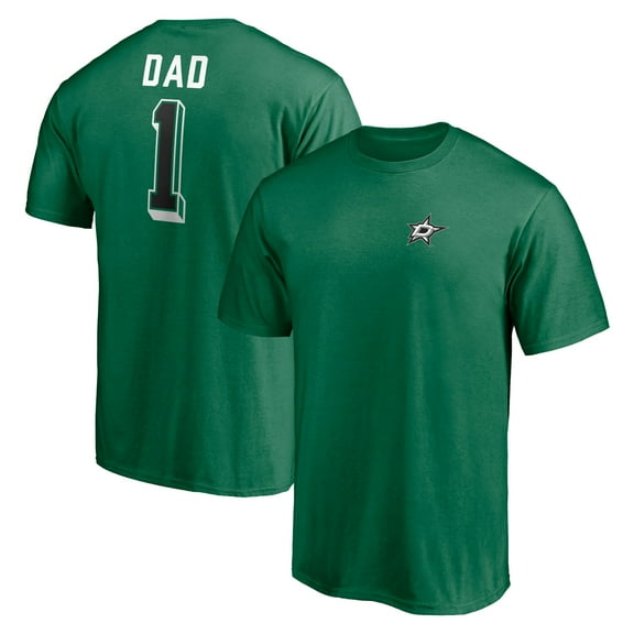 Men's Green Dallas Stars Number One Dad Logo T-Shirt