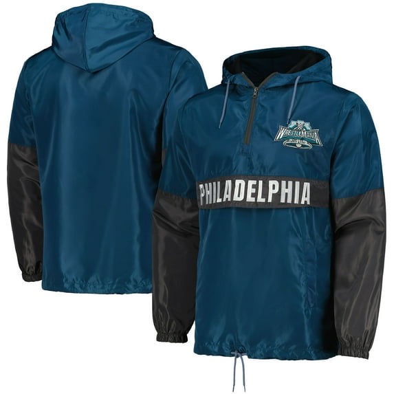 Men's Green/Gray WrestleMania 40 Quarter-Zip Hoodie Windbreaker Jacket