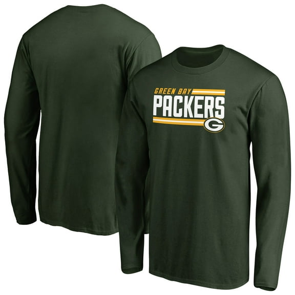 Men's Green Green Bay Packers Iconic Collection On Side Stripe Long Sleeve T-Shirt