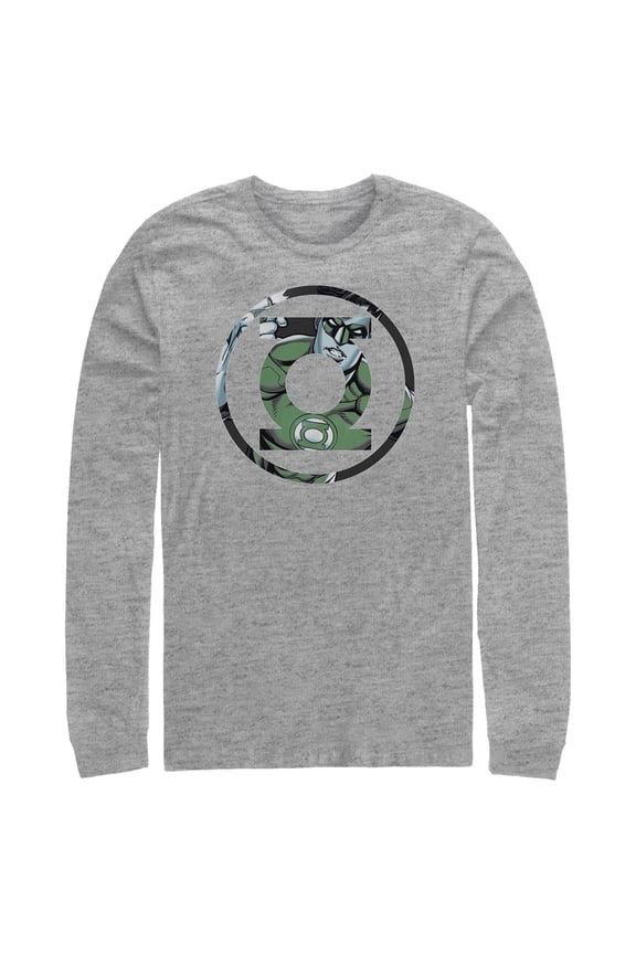 Men's Green Lantern Green Filled Logo Long Sleeve Shirt