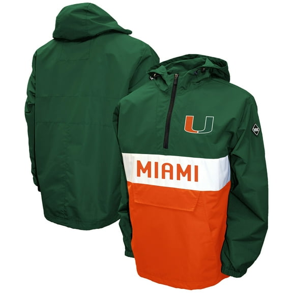 Men's Green Miami Hurricanes Alpha Anorak Half-Zip Pullover Jacket