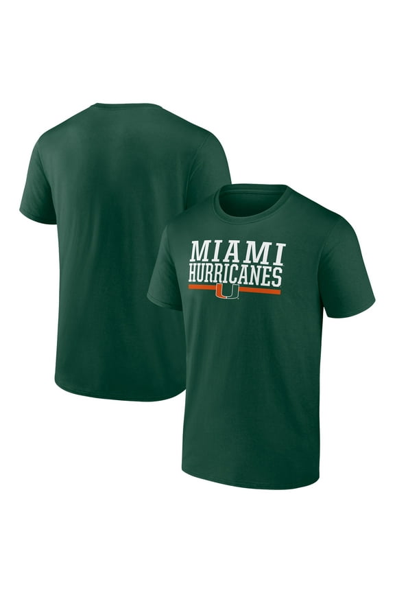 Men's Green Miami Hurricanes Collegiate Stack T-Shirt